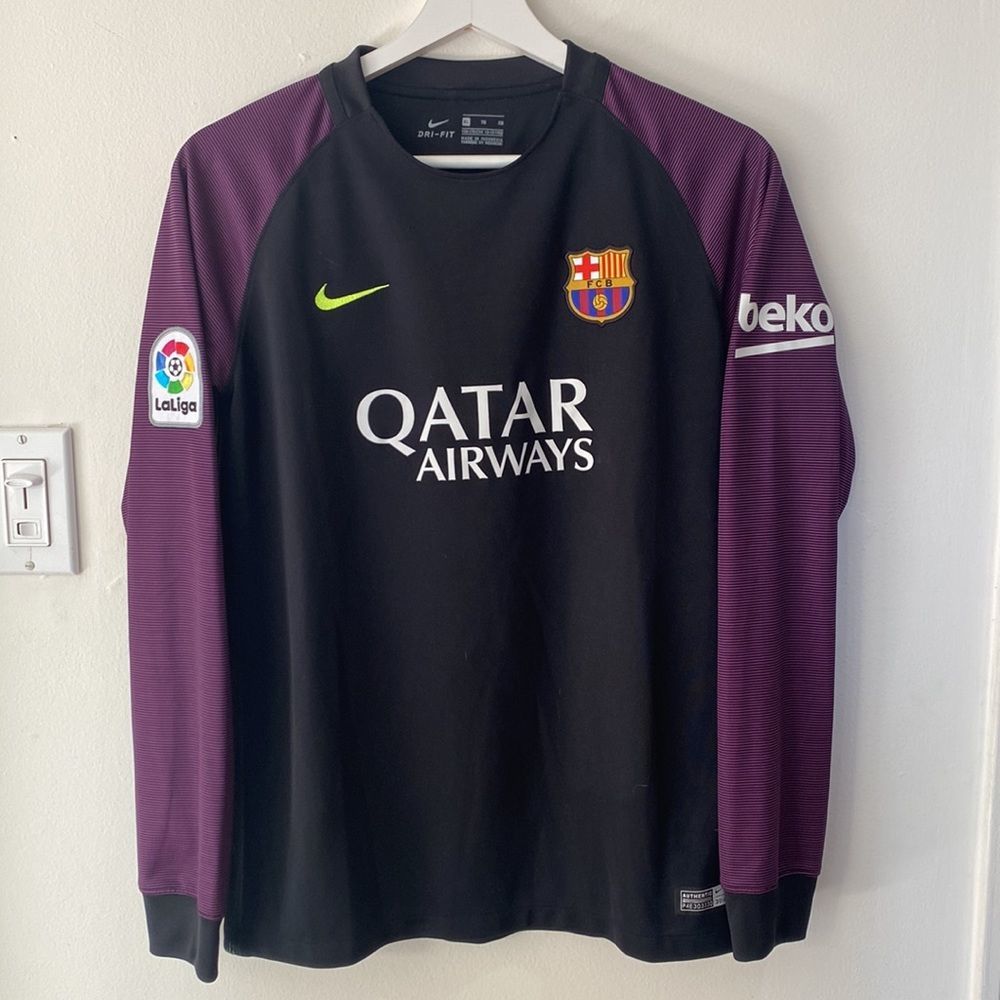 FC Barcelona Soccer Qatar Long sleeve Tshirt UNICEF La Liga 13 14 15yrs
